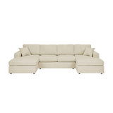3 Piece Corduroy Double Chaise Sectional Sofa
