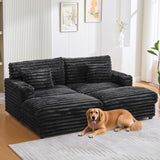 Plush Oversized Double Chaise Lounge Sofa Bed With USB Ports And Cup Holders