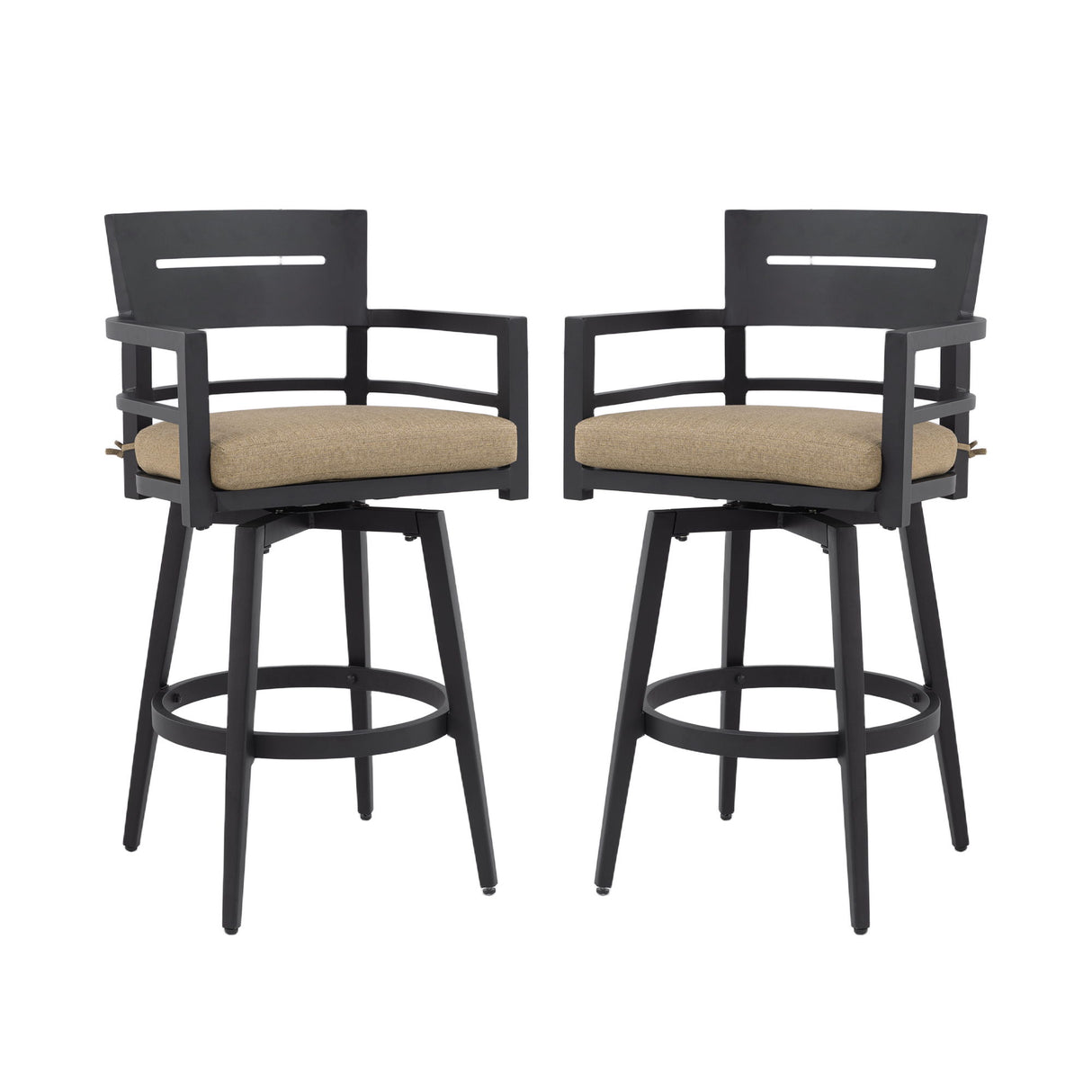 Outdoor Swivel Bar Chairs, 360 Degree Rotation, Ergonomic Backrest (Set of 2)