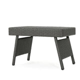 Outdoor Wicker Table With Rectangular Tabletop - Gray
