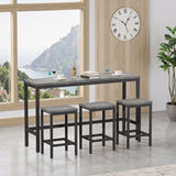 Modern Design Long Dining Table Set With 3 Stools