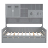 Daybed With All-In-One Cabinet And Shelf