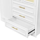 3 Door Wardrobe Armoire With LED Lighting And 3 Drawers - White