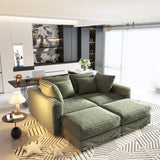 Deep Seat Convertible Sofa With Soft Pillows And Ottomans