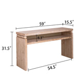 Modern Rustic Console Table, Wood Entryway Table With Shelf & Decorative Bead Detail - Natural