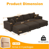 Deep Seat Convertible Sofa With Soft Pillows And Ottomans