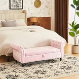 Luxurious Velvet Multifunctional Storage Ottoman Bench With Pillow