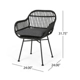 Outdoor Rattan Accent Chair With Metal Legs