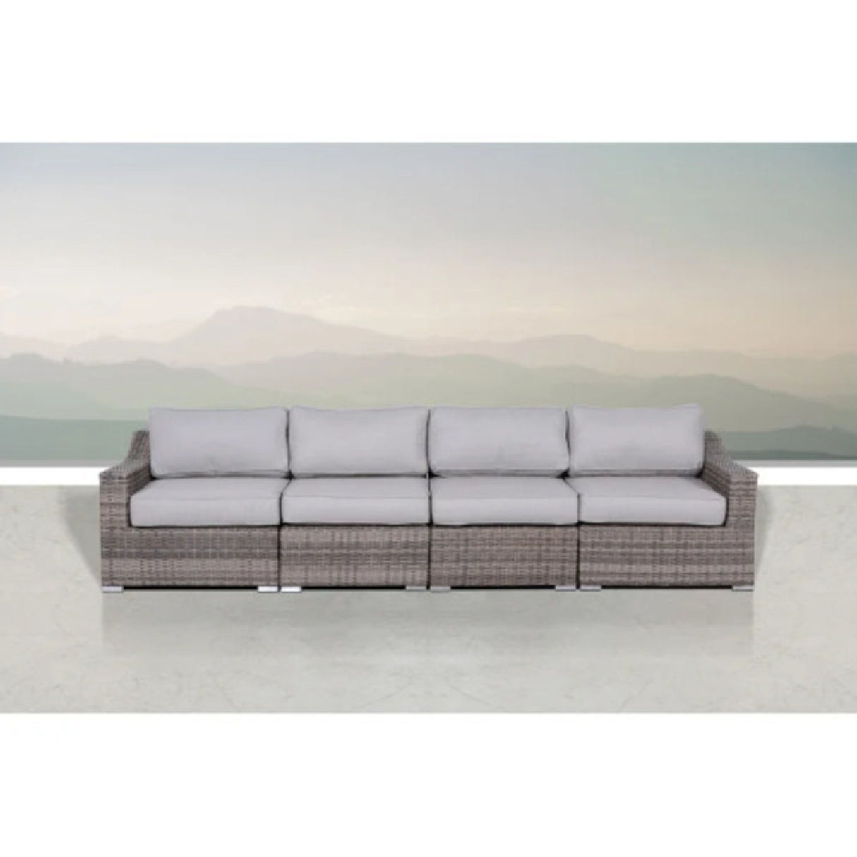 Contemporary Outdoor Rattan Wicker Sectional Seating Group With Cushions