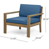 Antoine - Outdoor Acacia Wood Club Chairs With Cushions, (Set of 2)