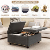 Large Square Storage Ottoman With 2 Storage Doors