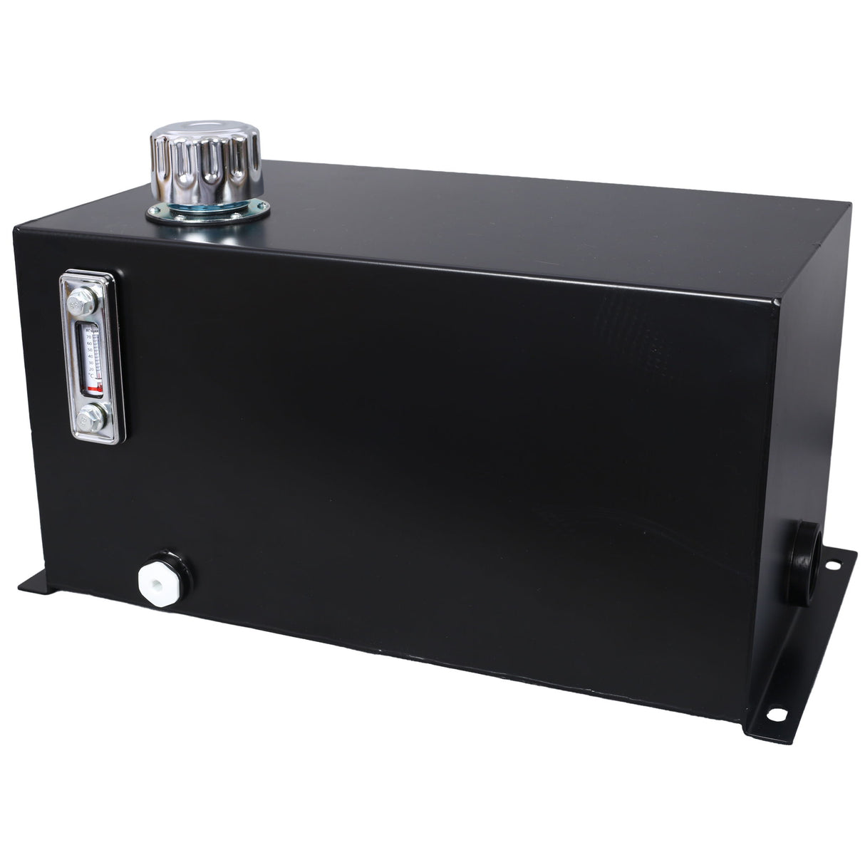 Heavy Duty Hydraulic Fluid Tank 10 Gal Steel Reservoir With Strainer, Gauge & Breather Cap For Tractors & Trucks - Black