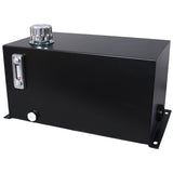 Heavy Duty Hydraulic Fluid Tank 10 Gal Steel Reservoir With Strainer, Gauge & Breather Cap For Tractors & Trucks - Black