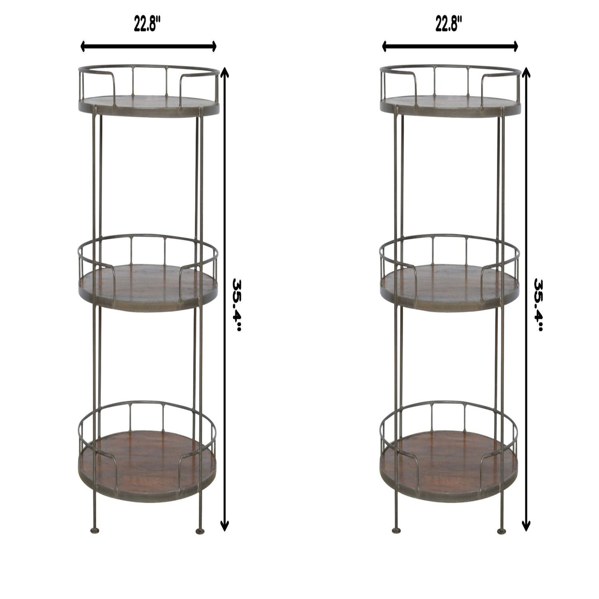 Industrial Round Butler Tray Table - Chestnut