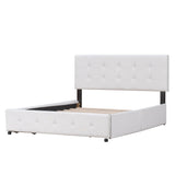 Upholstered Platform Bed With Classic Headboard And Drawers, No Box Spring Needed