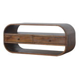 Curved Edge Media Unit With 2 Drawers - Chestnut