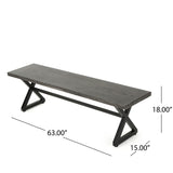 Modern Aluminum Outdoor Dining Bench With X Base