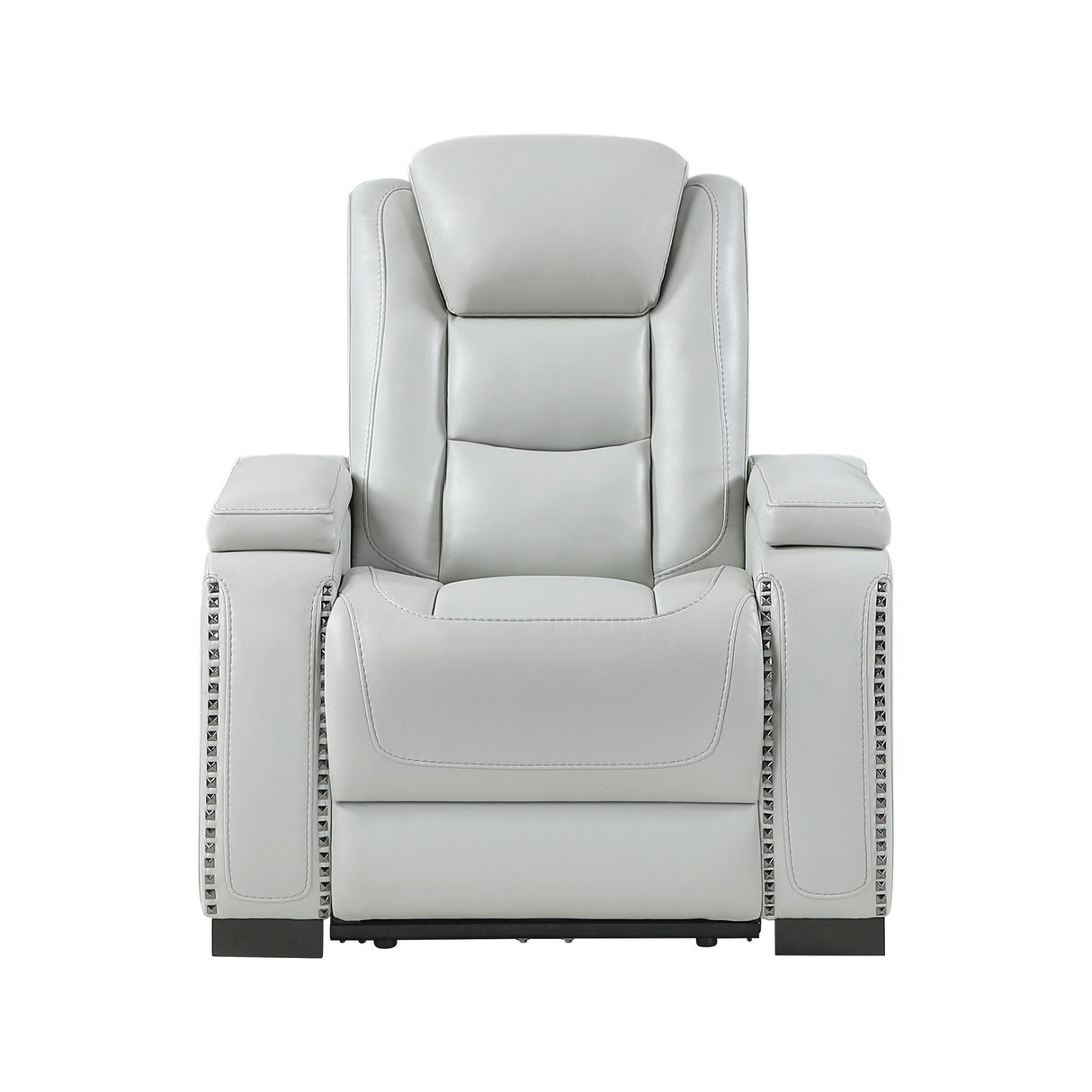 Power Recliner With Power Headrest And LED Bookshelf Arms, USB Charging - Gray