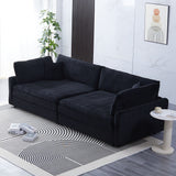 Elegant Corduroy Sofa With Throw Pillows And Backrests