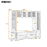 Wall Unit Entertainment Center With Glass Doors For TVs Up To 75" With Drawers For Living Room - White