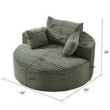 Single Swivel Chair, Fluffy Modern Sleeper, 360 Degree Swivel Chair For Living Room - Green