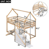 Twin Over Twin House Loft Or Bunk Bed With Slide And Staircase