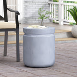 Outdoor Concrete End Table - Light Blue