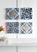 Abstract, And Wall Decor Accents (Set of 4) - White / Blue