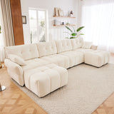 Sofa Set With Ottoman And Pillows, Textured, High Resilience Cushions
