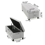 Home Mission - Upholstered Storage Ottoman Bench - Light Gray