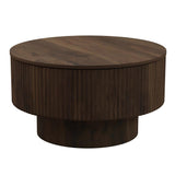 Modern Circular Coffee Table With Stripe Design And Storage Space