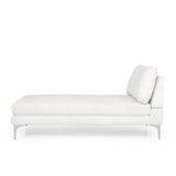 Fabric Upholstered Chaise Lounge With Iron Bracket Legs