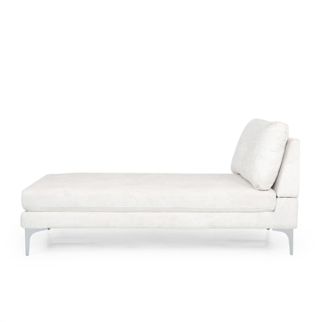 Fabric Upholstered Chaise Lounge With Iron Bracket Legs