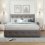 Upholstered Platform Bed With Classic Headboard And Drawers, No Box Spring Needed