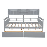 Daybed, Slat Support, With Bedside Shelves And 2 Drawers