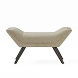 Hariata - Contemporary Fabric Tufted Ottoman Bench - Beige