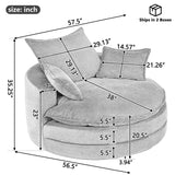 360° Swivel Accent Barrel Chair With Dual Layer Cushion And 3 Removable Pillows