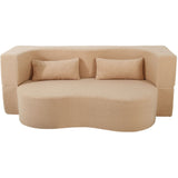 2 In 1 Convertible Full Size Folding Loveseat Couch With Soft Teddy Fabric