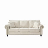 3 Seater Sofa With Tufted Upholstery, Rolled Arms, Nailhead Trim