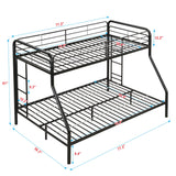Modern Twin Over Full Metal Bunk Bed With Trundle And Dual Side Ladder And Metal Design - Black / Brown