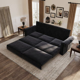 3 In 1 Convertible Sleeper Sofa With Nailhead Trim & Rolled Arm