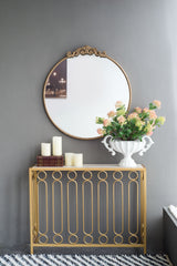 Classic Design Mirror With Baroque Inspired Frame For Bathroom, Entryway Console Lean Against Wall
