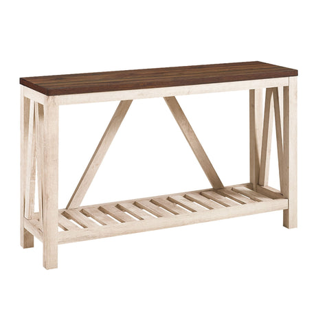Farmhouse A Frame Entry Table With Lower Shelf