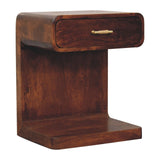 T Bar Rounded Bedside Table - Dark Brown