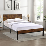 Modern Twin Size Metal Bed Frame Sturdy System Metal & Wood - Black