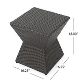 Outdoor Wicker End Table - Brown Multi