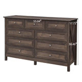 Rustic Storage Dresser With 9 Drawers And Silver Handle