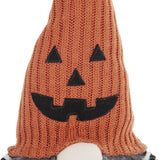 Sitting Gnome With Knit Hat, For Halloween Decor - Black / Orange / White