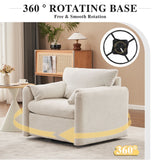 Swivel Modern Swivel Accent Chair Single Seater 360° Rotating For Living Room, Bedroom - Ivory White