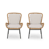 Outdoor Wicker Club Chair With Cushions (Set of 2)